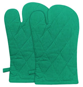 Kuber Industries Heat Resistant Cotton Kitchen Oven Mitt Microwave Gloves, Set of 4 (Green)-HS43KUBMART26090